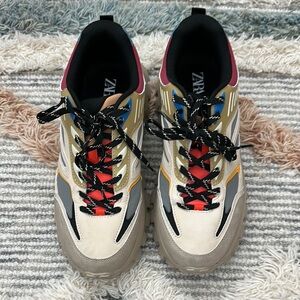 Zara Colorful Lace-Up Sneakers - Never Worn